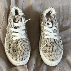 Sneakers, lined, brown tweed